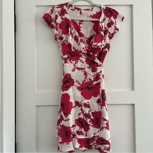 Free People Wrap Mini Dress Quarter Wrap Ruffle Mini Dress Size SP Floral Dress